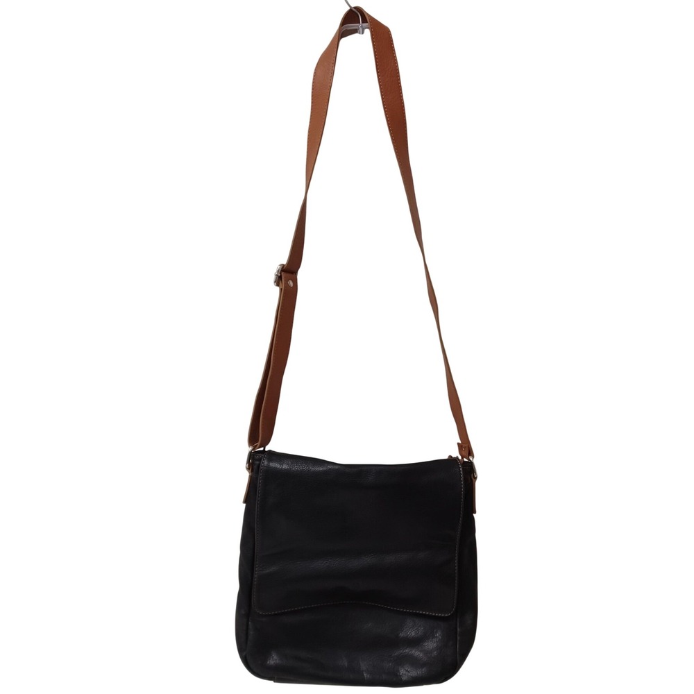 Borgo‎ Degli Etruschi Black Genuine Leather Made in Italy Crossbody Shoulder Bag